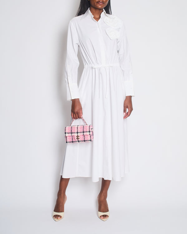 Valentino White Rose Shirt Dress in Cotton Poplin in Size IT 36 (UK 4)