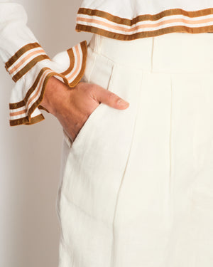 Zimmermann White Linen Wide Leg Trousers Size 0P (UK 6)