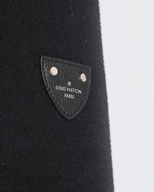 Louis Vuitton Black Belted Double Face Hooded Wrap Coat with Leather Trim Size FR 42 (UK 14)