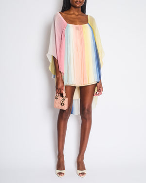 Chloé Multicolour Rainbow Silk Long Sleeve Mini Dress Size FR 42 (UK 14)
