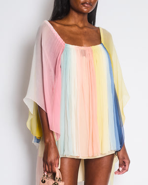 Chloé Multicolour Rainbow Silk Long Sleeve Mini Dress Size FR 42 (UK 14)