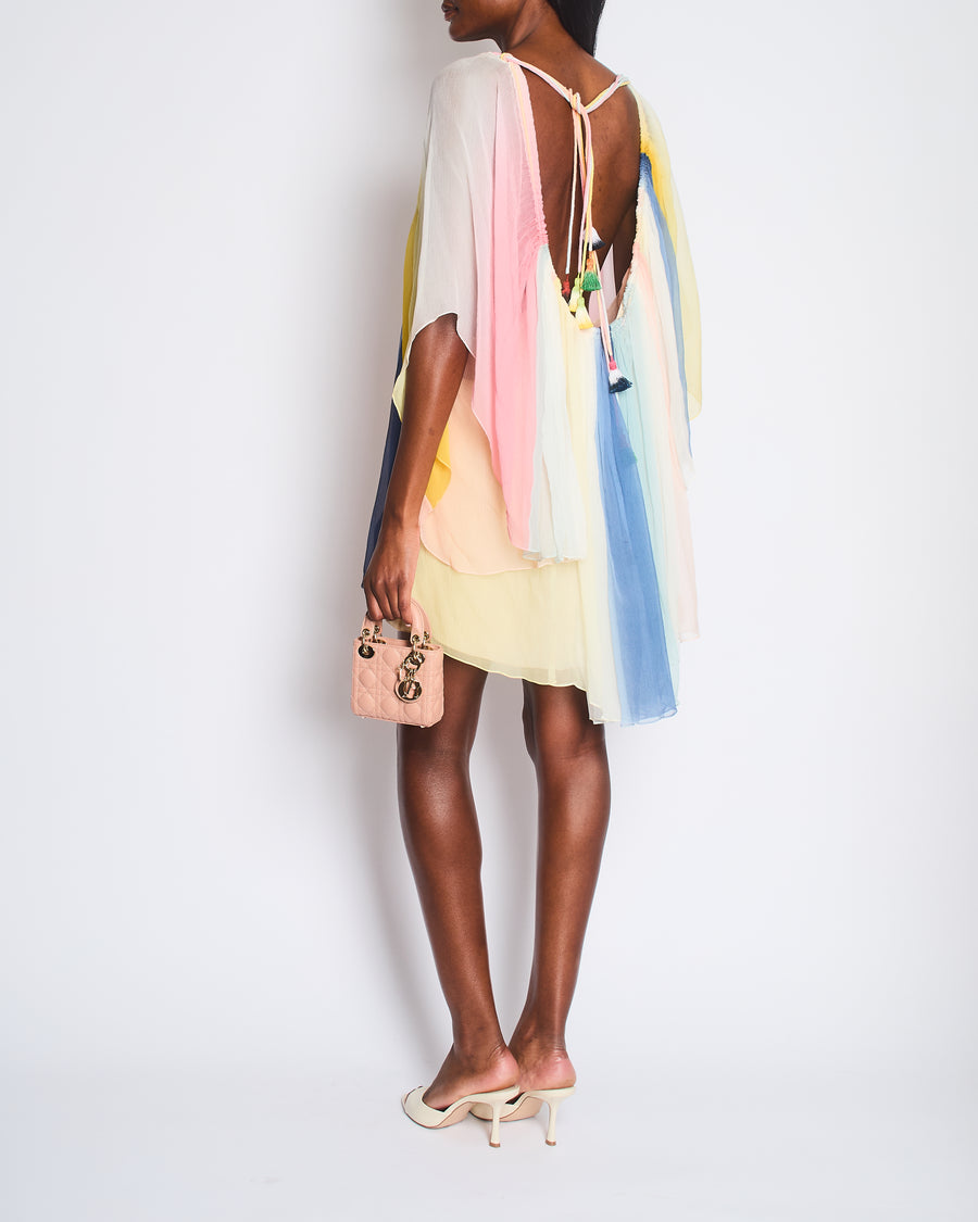 Chloé Multicolour Rainbow Silk Long Sleeve Mini Dress Size FR 42 (UK 14)