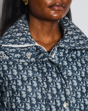 Christian Dior Navy & Cream Monogram Puffer Cropped Jacket Size FR 36 (UK 8)