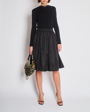 Prada Black Nylon Midi Skirt with Drawstring Detail Size IT 38 (UK 6)RRP 980£