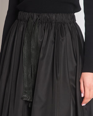Prada Black Nylon Midi Skirt with Drawstring Detail Size IT 38 (UK 6)RRP 980£