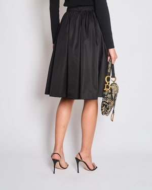 Prada Black Nylon Midi Skirt with Drawstring Detail Size IT 38 (UK 6)RRP 980£