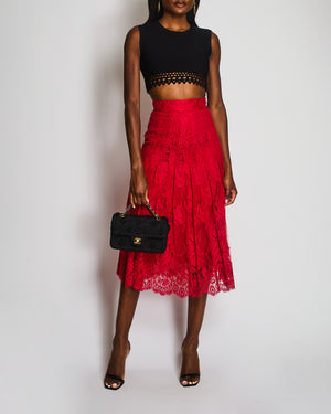 Dolce & Gabbana Red Lace Maxi Skirt Size IT 36 (UK 4)