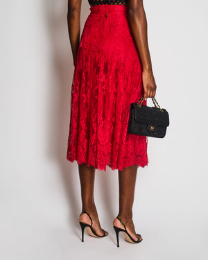 Dolce & Gabbana Red Lace Maxi Skirt Size IT 36 (UK 4)