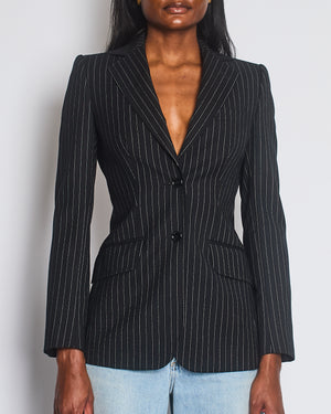 Dolce & Gabbana Black and White Pinstripe Single Breasted Blazer IT 38 (UK 6)