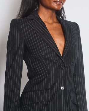 Dolce & Gabbana Black and White Pinstripe Single Breasted Blazer IT 38 (UK 6)