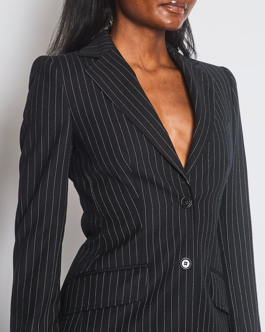 Dolce & Gabbana Black and White Pinstripe Single Breasted Blazer IT 38 (UK 6)