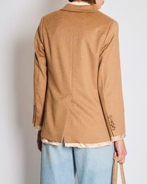 Miu Miu Camel Blazer with Silk Frayed Interior Lining Details IT 38 (UK 6)