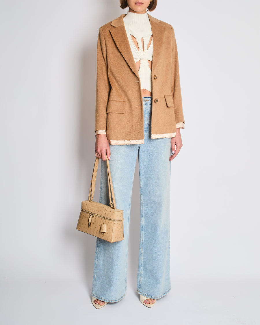 Miu Miu Camel Blazer with Silk Frayed Interior Lining Details IT 38 (UK 6)