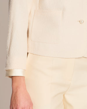 Miu Miu Cream Jacket with Peterpan Pearl Embellished Collar IT 44 (UK 12)