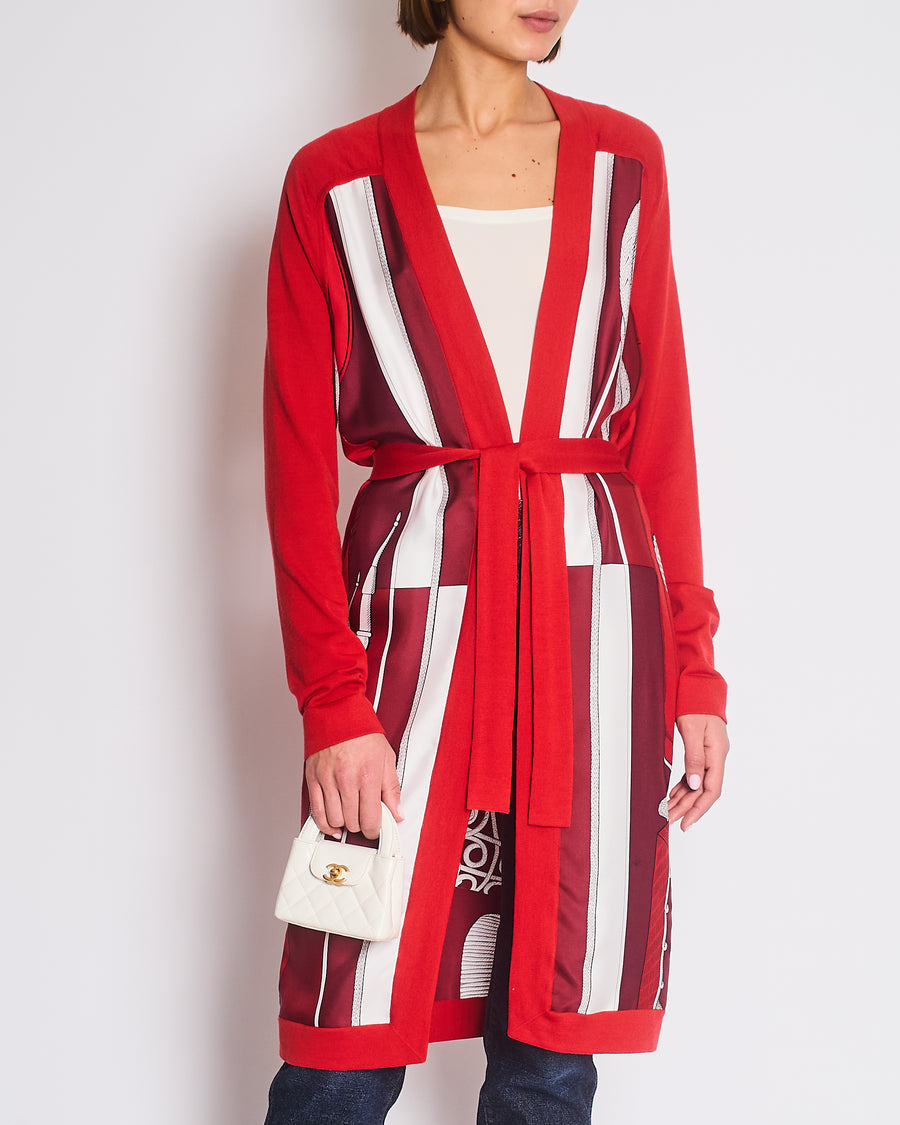 Hermès Red Brides de Cour Silk & Cashmere Cardigan Size FR 34 (UK 6)