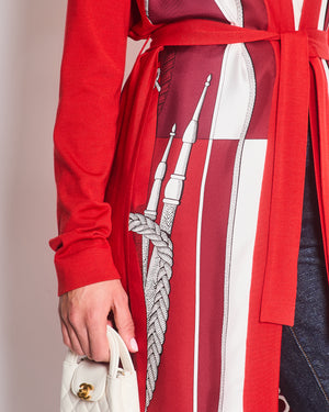 Hermès Red Brides de Cour Silk & Cashmere Cardigan Size FR 34 (UK 6)