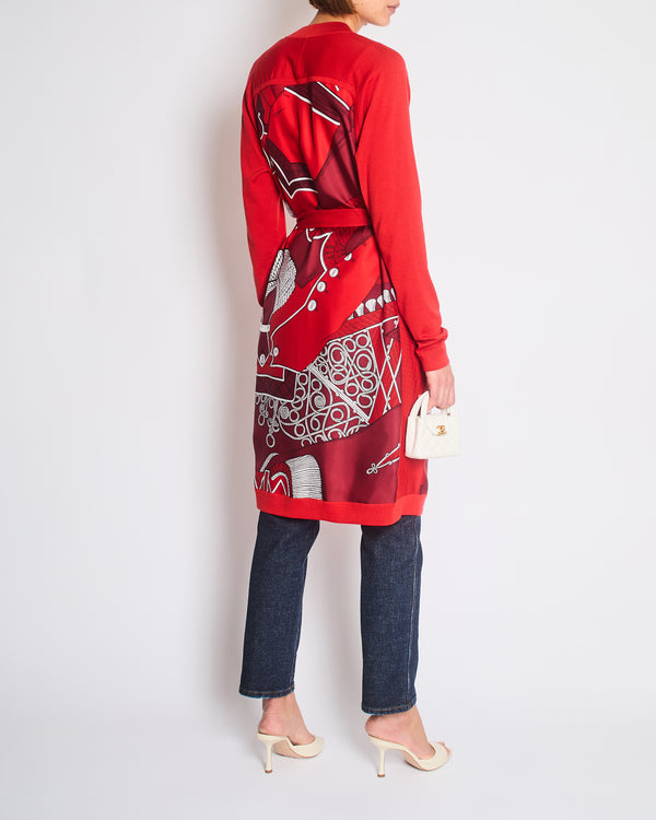 Hermès Red Brides de Cour Silk & Cashmere Cardigan Size FR 34 (UK 6)