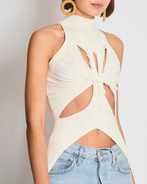 Dion Lee White Cut-Out High Neck Knotted Top Size FR 36 (UK 8)