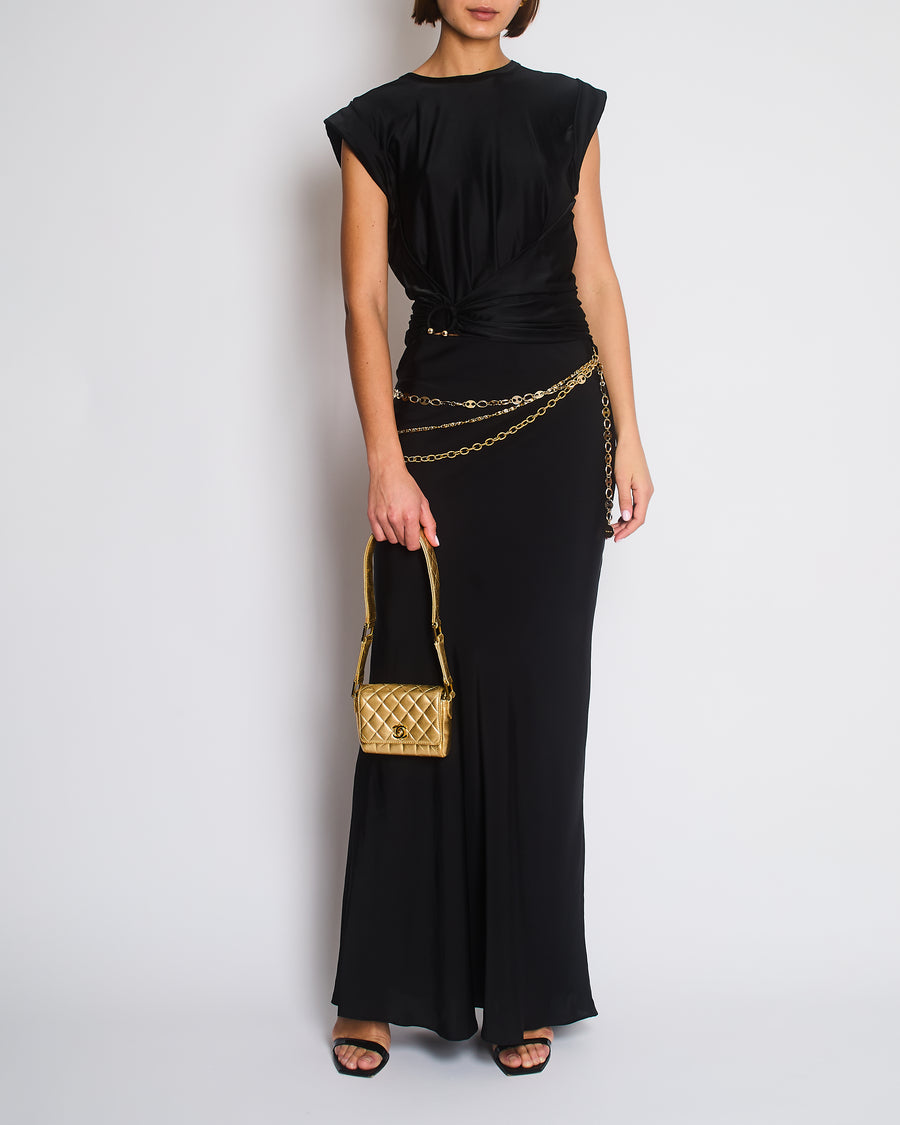 Rabanne Black Sleeveless Top & Midi Skirt with Detachable Chain Detail Size FR 34/36 (UK 6/8)