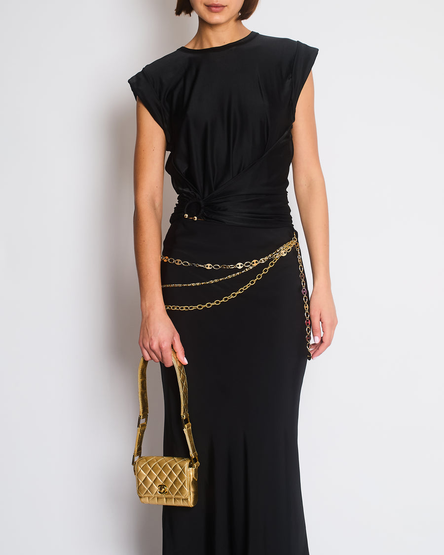 Rabanne Black Sleeveless Top & Midi Skirt with Detachable Chain Detail Size FR 34/36 (UK 6/8)