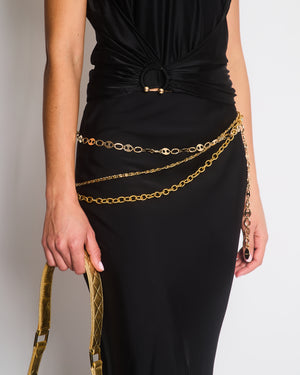 Rabanne Black Sleeveless Top & Midi Skirt with Detachable Chain Detail Size FR 34/36 (UK 6/8)