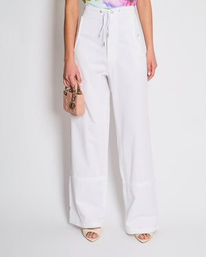 Dion Lee White Cargo Trousers with Pocket and Drawstring Detail Size FR 34 (UK 6)