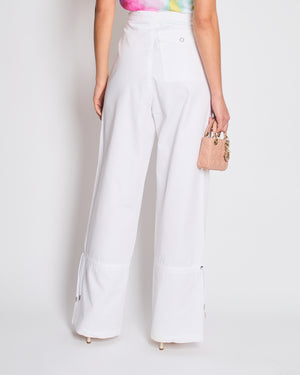 Dion Lee White Cargo Trousers with Pocket and Drawstring Detail Size FR 34 (UK 6)