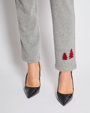 Loro Piana Charcoal Grey Cashmere Sweatpants with Tree Embroidered Detail Size IT 40 (UK 8)