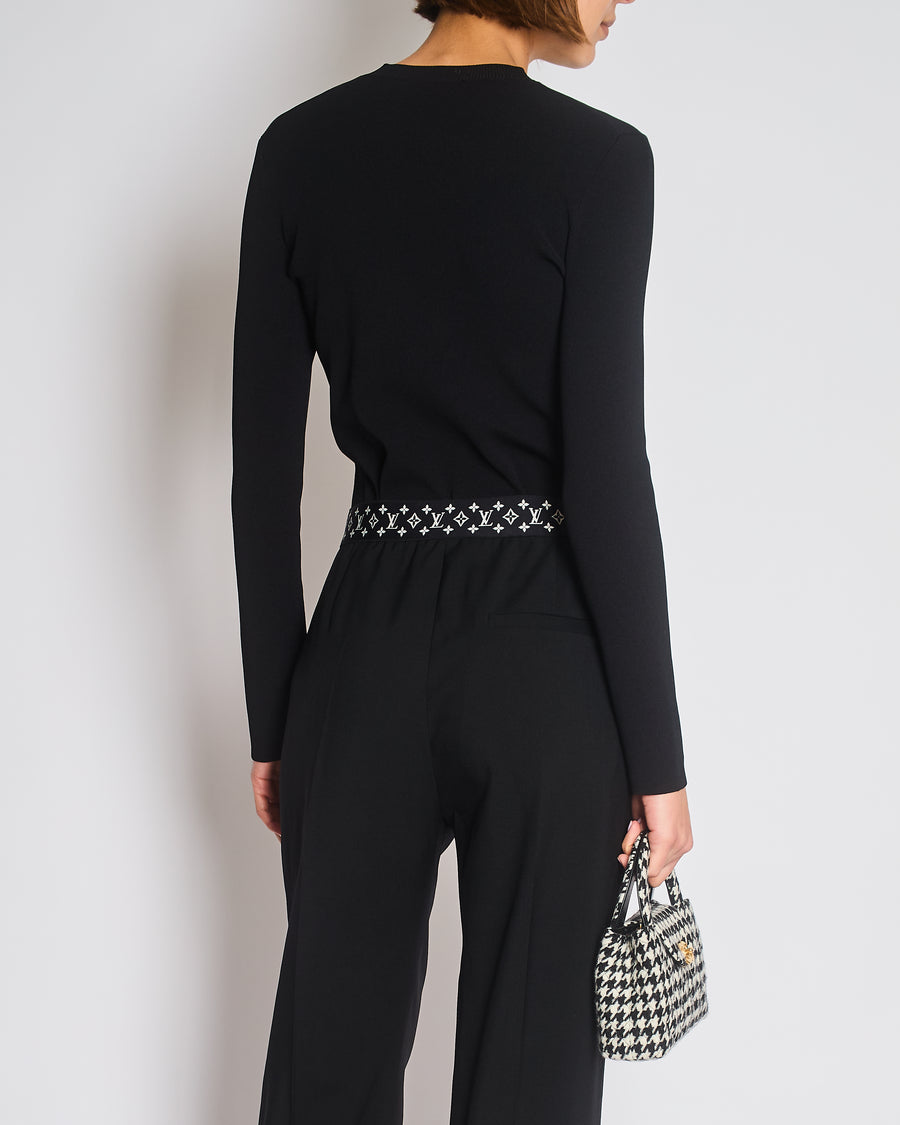 Balenciaga Black Long Sleeve Knitted Top with Logo Detail Size S (UK 6/8)