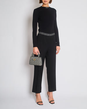 Louis Vuitton Black Wool Pleated Trouser with Monogram Trim Detail Size FR 42 (UK 14)