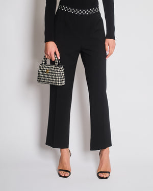 Louis Vuitton Black Wool Pleated Trouser with Monogram Trim Detail Size FR 42 (UK 14)