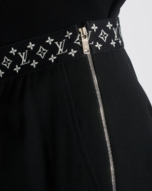 Louis Vuitton Black Wool Pleated Trouser with Monogram Trim Detail Size FR 42 (UK 14)