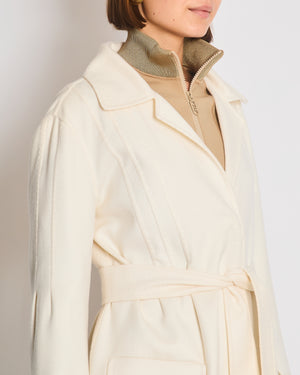 Christian Dior Cream Pleated Coat with Pocket Detail Size FR 40 (UK 12)