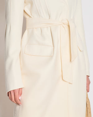 Christian Dior Cream Pleated Coat with Pocket Detail Size FR 40 (UK 12)
