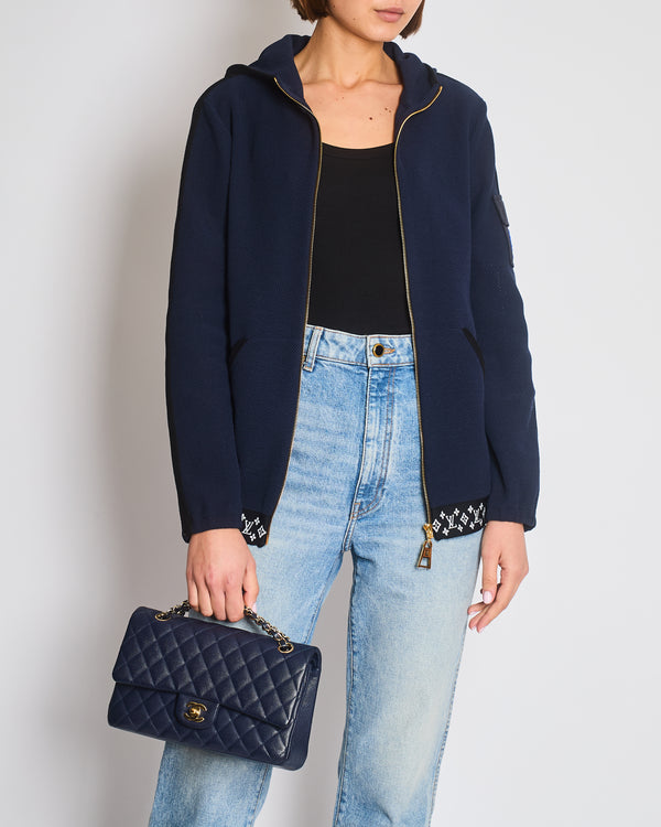 Louis Vuitton Blue Mesh Hoody with Monogram Trim Detail Size L (UK 12/14)