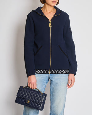 Louis Vuitton Blue Mesh Hoody with Monogram Trim Detail Size L (UK 12/14)