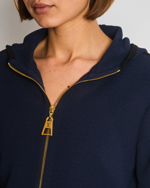 Louis Vuitton Blue Mesh Hoody with Monogram Trim Detail Size L (UK 12/14)