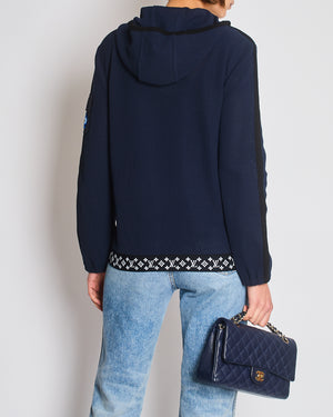 Louis Vuitton Blue Mesh Hoody with Monogram Trim Detail Size L (UK 12/14)