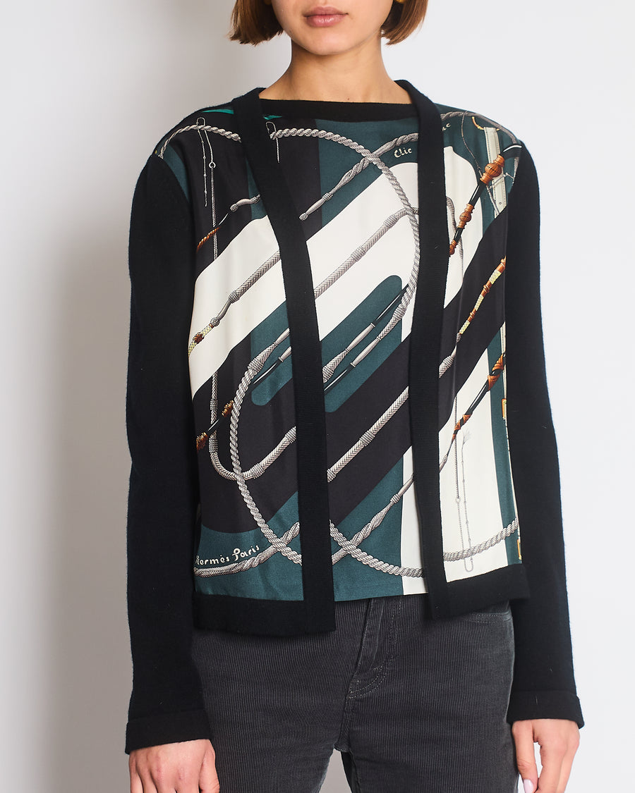 Hermès Black Clic Clac Two Piece Cardigan and Vest Set Size FR 40 (UK 12)