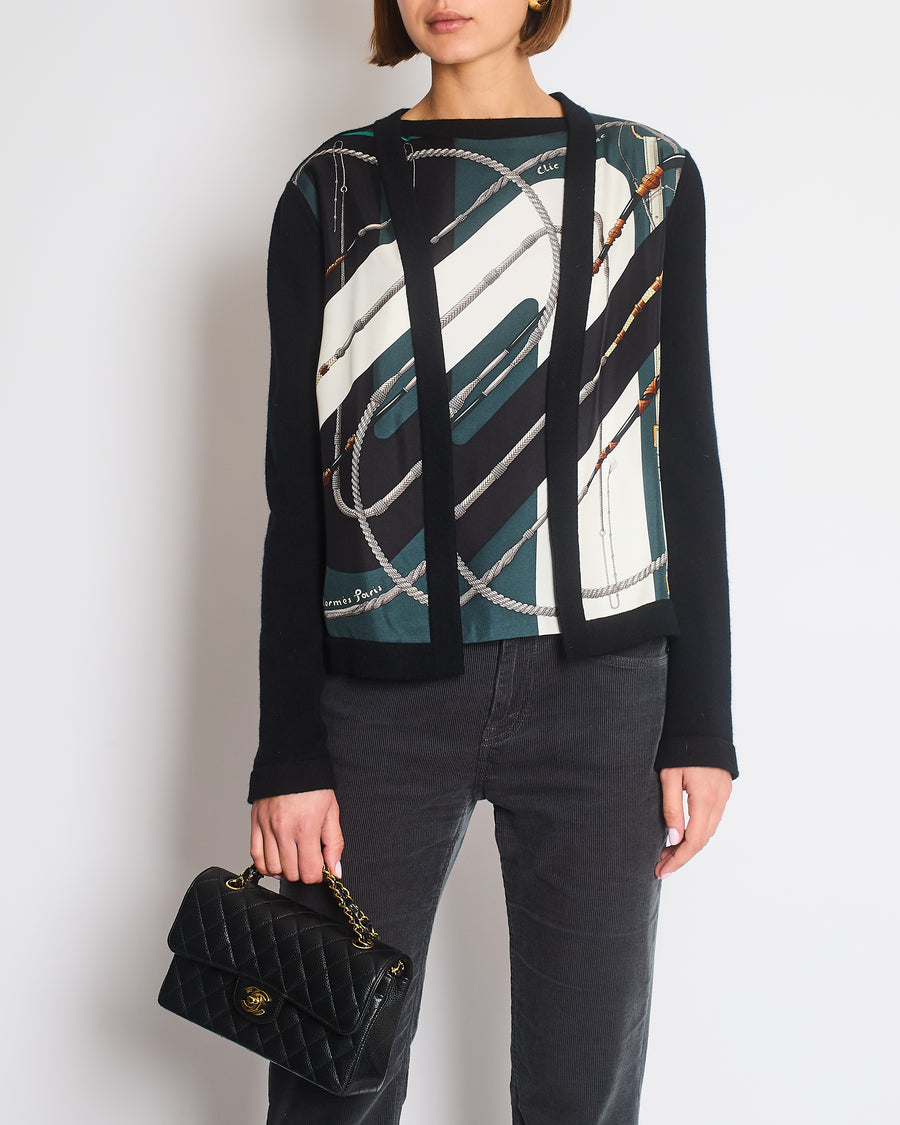 Hermès Black Clic Clac Two Piece Cardigan and Vest Set Size FR 40 (UK 12)