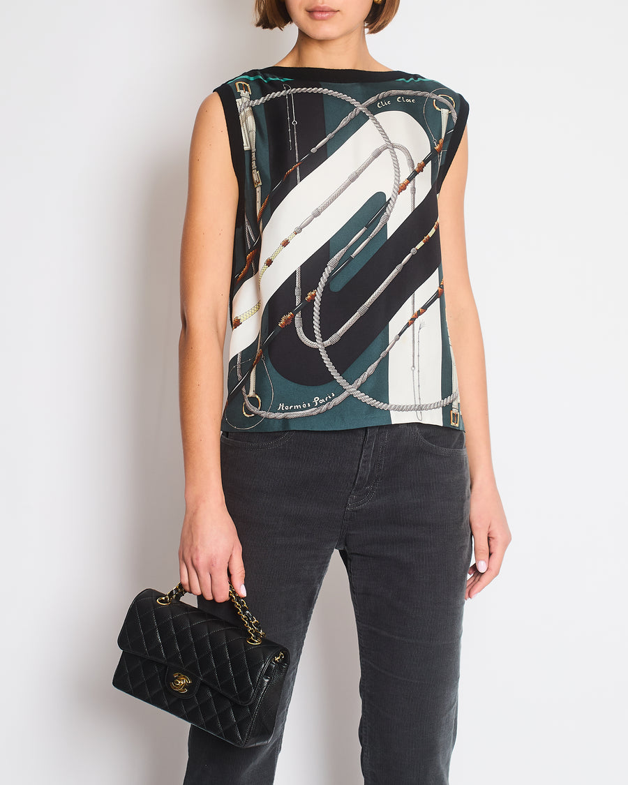 Hermès Black Clic Clac Two Piece Cardigan and Vest Set Size FR 40 (UK 12)