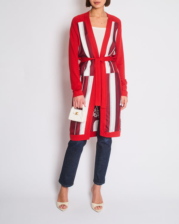 Hermès Red Brides de Cour Silk & Cashmere Cardigan Size FR 34 (UK 6)