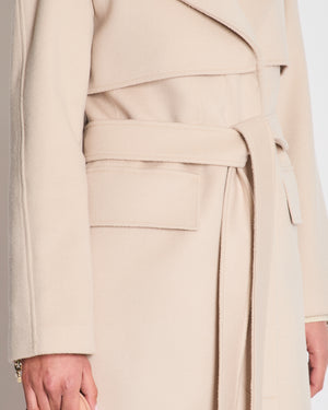 Burberry Beige Wool & Cashmere Single-Breasted Belted Overcoat Size UK 4