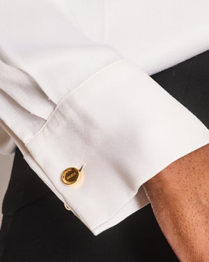 Loewe White Silk Shirt with Gold Cufflink Details Size FR 36 (UK 8)