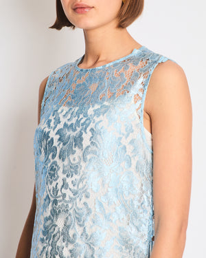 Coperni Sky Blue Lace Sleeveless Midi Dress Size IT 42 (UK 10)