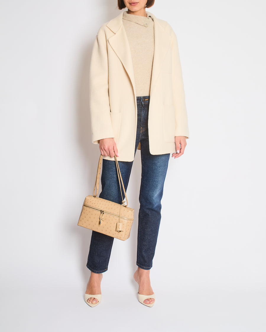 Toteme Cream Long Sleeve Patch Pocket Wool Coat Size FR 34 (UK 6)