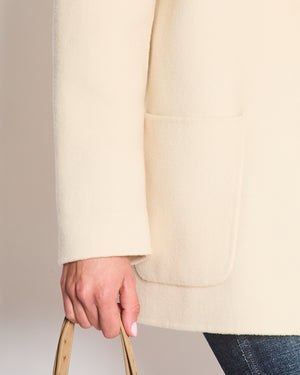 Toteme Cream Long Sleeve Patch Pocket Wool Coat Size FR 34 (UK 6)