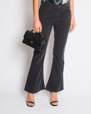 Celine Washed Black Corduroy Flair Mid-Rise Trousers Size 26 (UK 8)