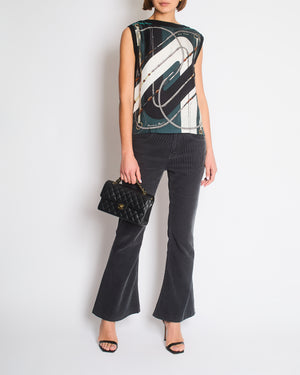 Celine Washed Black Corduroy Flair Mid-Rise Trousers Size 26 (UK 8)