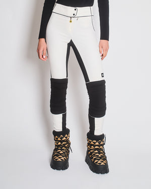 Fendi White Ski Trousers with Knee Pads and Black Panelling Size IT 38 (UK 6)
